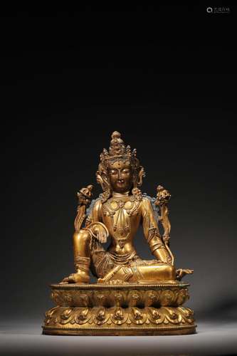 A QING GILT BRONZE BUDDA FIGURE