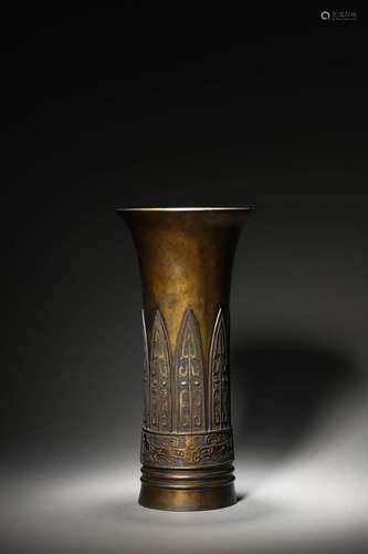 A MING GILT BRONZE VASE,HU