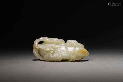 A QING WHITE JADE CARVING