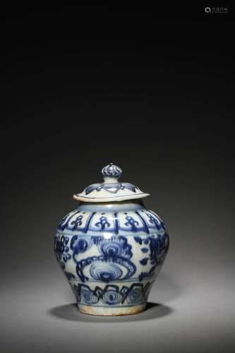 A MING BLUE AND WHITE JAR