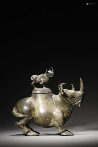 A BRONZE RHINOCEROS