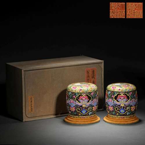 Qing Dynasty Enamel Flower Drum