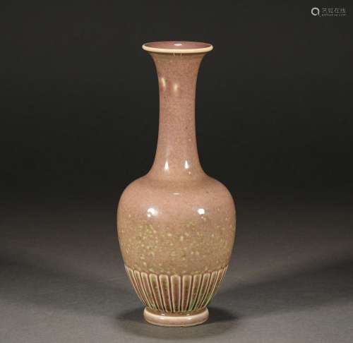 Qing Dynasty kiln variable two-color glazed neck bottle