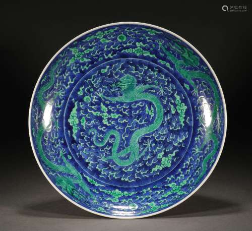 Kangxi dragon pattern plate of the Qing Dynasty