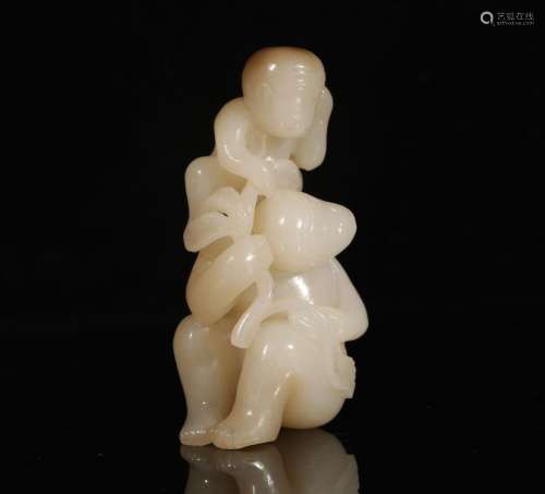 Hetian Jade Generations Fenghou Ornament in Qing Dynasty