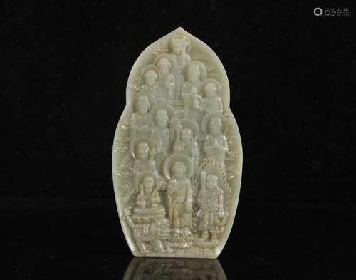 Qing Dynasty Hetian jade Buddha plaque