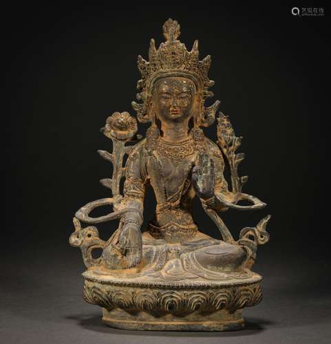 Qing Dynasty Bronze White Tara Statue