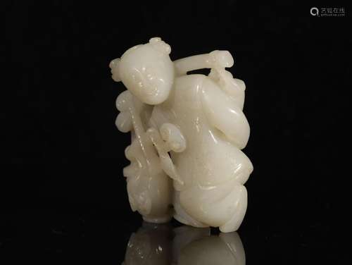 Hetian Jade Carving Boy in Qing Dynasty