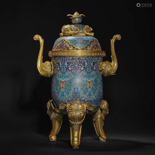 Cloisonne Elephant Head Aroma Diffuser in Qing Dynasty