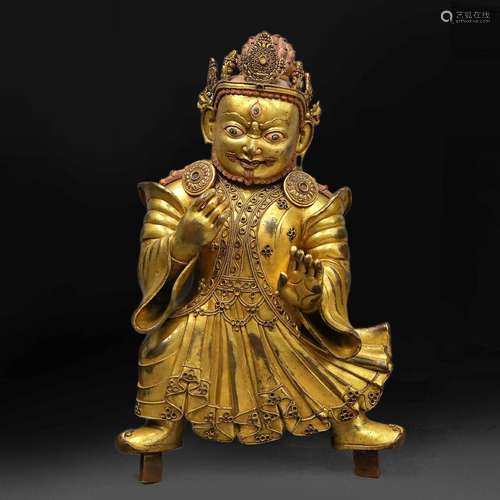 Qing Dynasty gilt statue of Caisheng