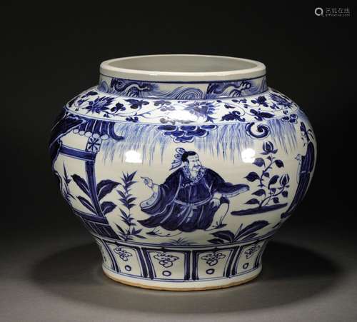 Before the Ming Dynasty, a large blue and white human jar