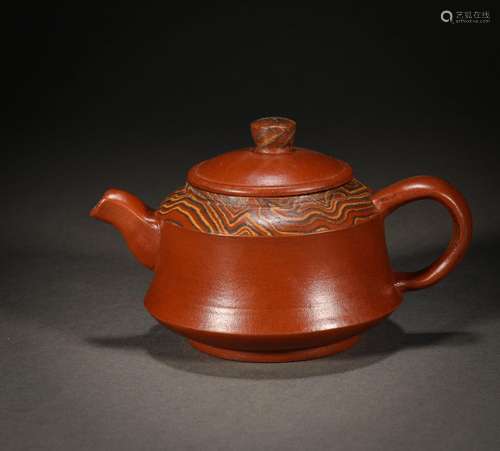 Wang Yinxiankuan Painted Purple Clay Teapot