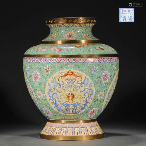 Qing Dynasty Painted Enamel Flower Eight Treasure Jar