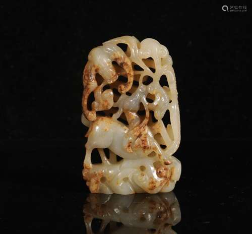 Hetian Jade Fu Lu Shou Jade Decoration in Qing Dynasty