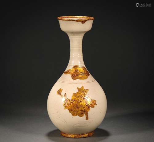 Ding kiln gold-coated wide-mouth bottle before Ming Dynasty