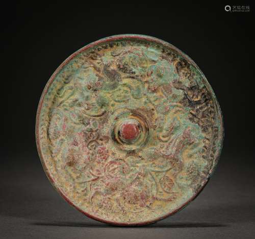 Before Ming Dynasty Sea Beast Grape Mirror