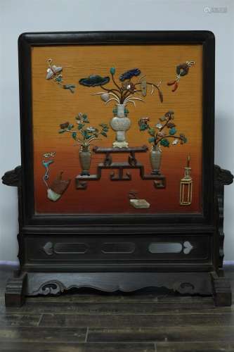 Qing dynasty inlaid hundred treasure jade Bogu screen