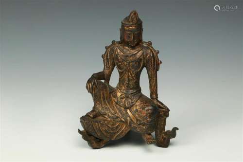 A Gilt Bronze Figure of Water Moon Guanyin Seated (Possibly ...