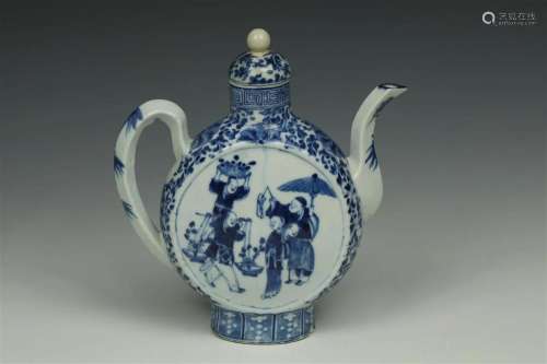 Blue and White “Market Characters” Wine Ewer