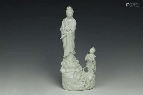 Dehua Blanc-de-Chine Guanyin and Attendant Group