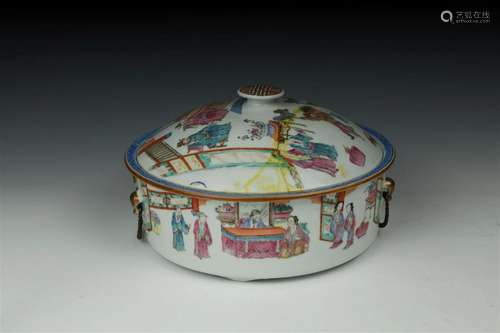 Large Covered Famille rose Deep Dish or Tureen TongZhi to Gu...