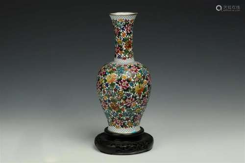 Ando Co. Mille Fleurs Shippo Enamel CloisonnÃ©Â Vase and Sta...