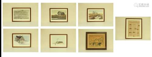 Framed Landscapes, Drawing of Venice 1960 and Canadian Print...