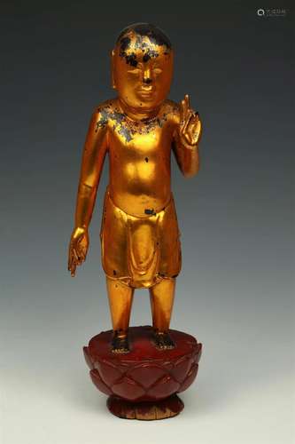 Gilt Lacquer Wood Baby Buddha Shakyamuni’s Birthday, Qing Dy...