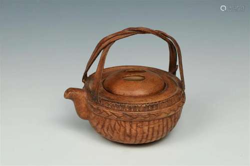 Zisha Yixing Faux Woven Bamboo Willow Tea Pot