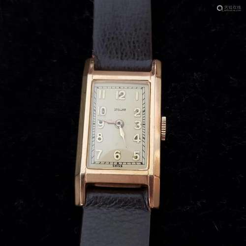 Vintage 15J Stellar wristwatch with genuine leather band