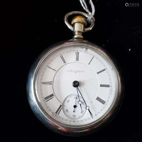 Antique 1896 17J Silveride Elgin Pocket Watch