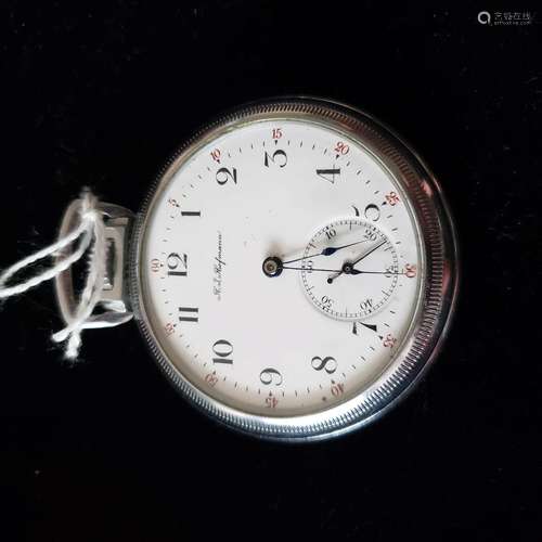 Antique 1904 15J HJ Hofmann nickel silver pocket watch