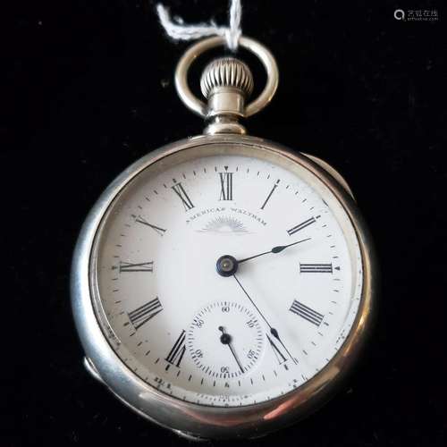 Antique 17J 1883 Waltham coin silver pocket watch