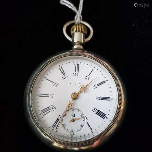 Antique 1906 17J silveroid Elgin pocket watch