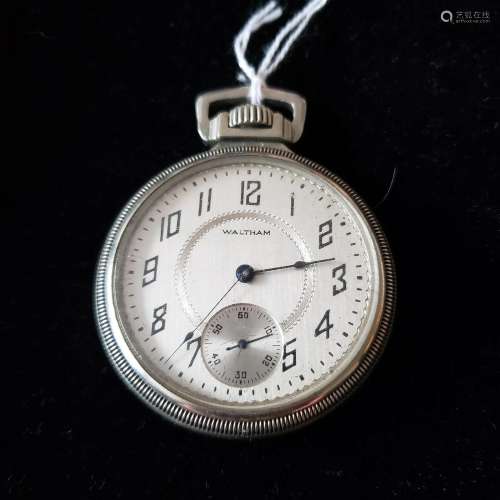 Antique 1925 7J nickel silver Waltham pocket watch