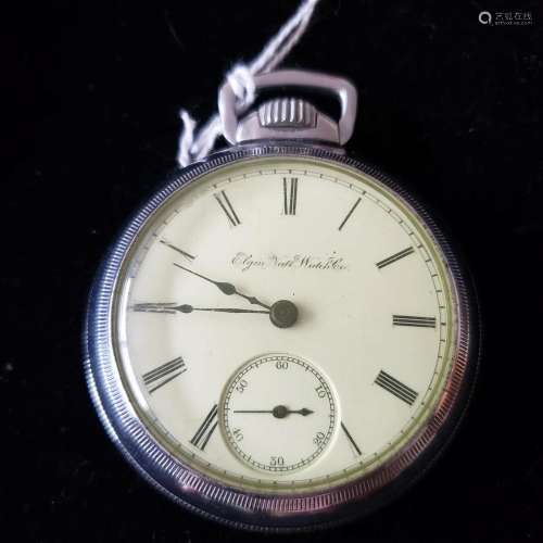 Antique 1895 7J Nickel silver Elgin pocket watch