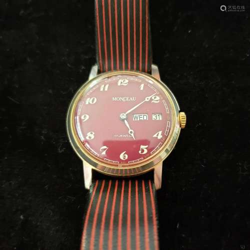 Vintage French Monceau 17J men's wristwatch