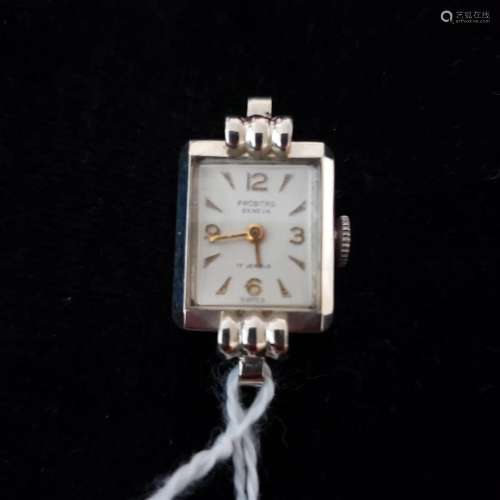 Vintage 14K White gold Portibas ladies wristwatch