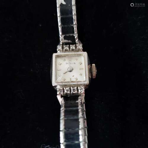 Vintage 17J 14K white gold Birks ladies wristwatch