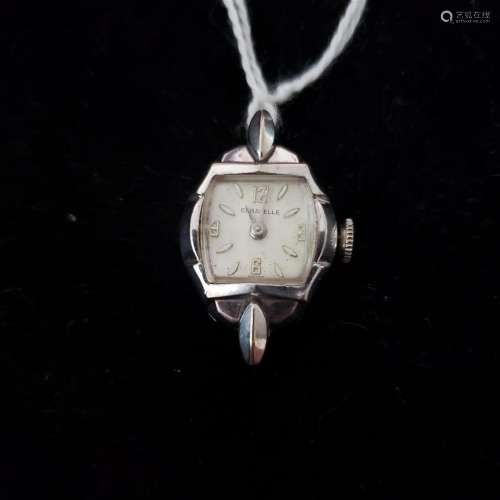 Vintage 17J Caravelle ladies wristwatch with 10K white gold ...