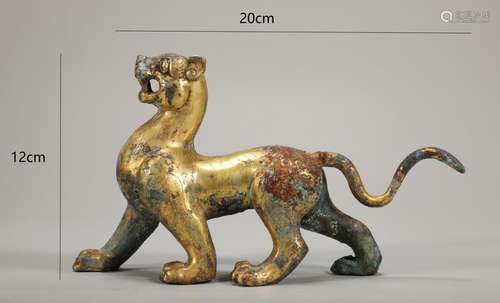 An ancient bronze gilded tiger