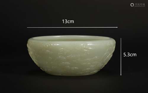 White Jade Xiangyun Pattern Jade Bowl