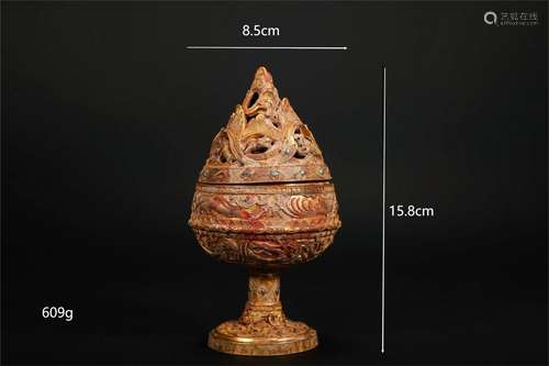 A pure gold and gemstone incense burner