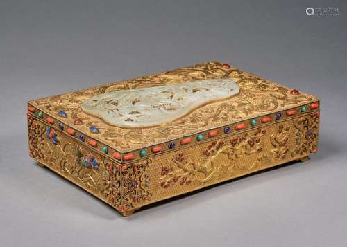 Copper gilded jewelry box,Qing dynasty