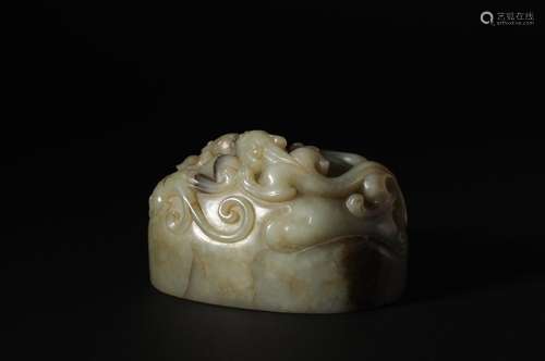 A Qing Dynasty Double Dragon Jade Seal