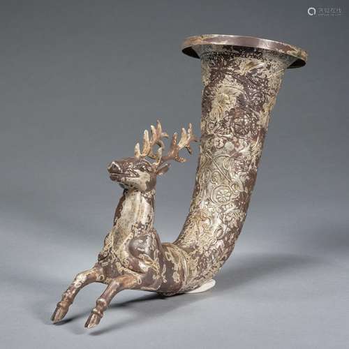 An ancient Silver Deer Horn Wine Ware