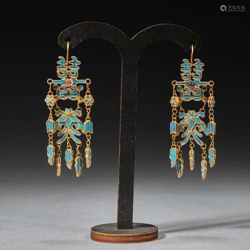 Palace Old Tibetan Silver Gilded Earrings