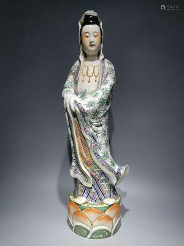 Pastel Bamboo Leaf Standing Lotus Avalokitesvara