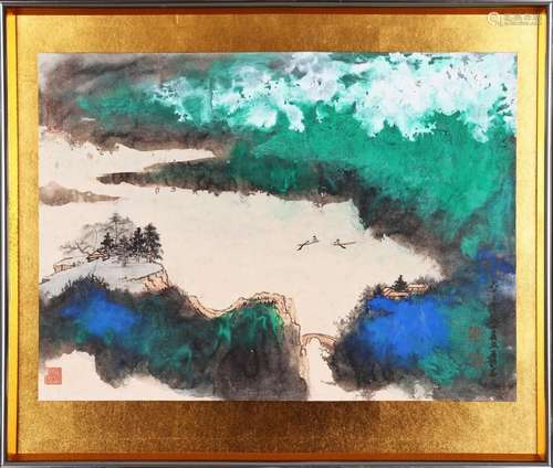 Zhang DaqianSplashing Colors Rafting Mountains and Rivers