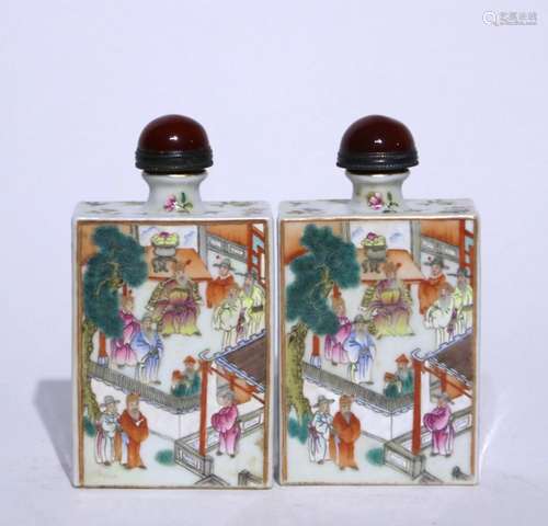 A pair of pastel birthday snuff bottles